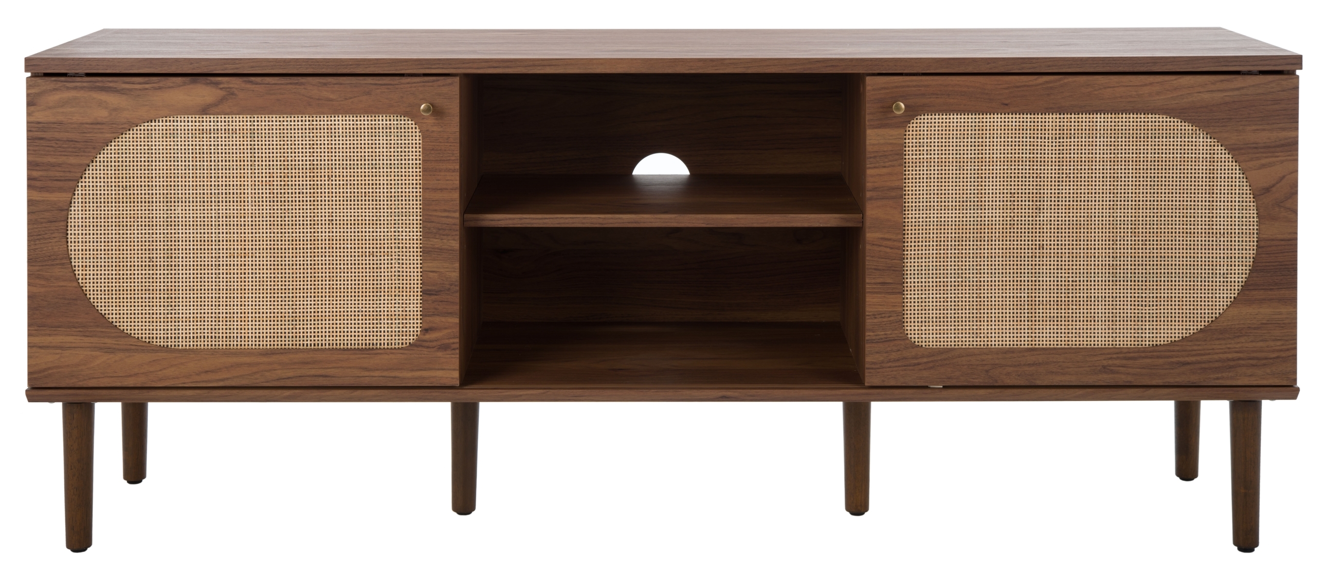 Claude 2 Door 2 Shelf Media Stand - Walnut / Natural - Safavieh - Image 0