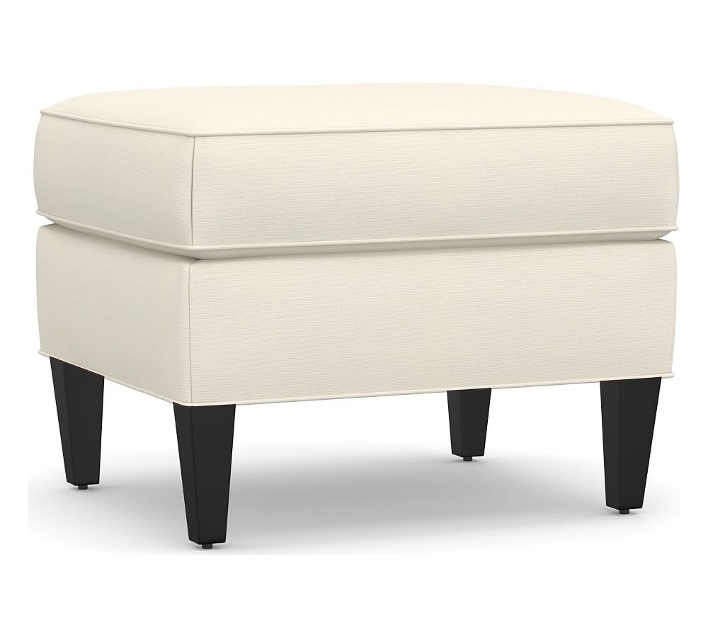 Beverly Upholstered Ottoman, Polyester Wrapped Cushions, Textured Twill Ivory - Image 0