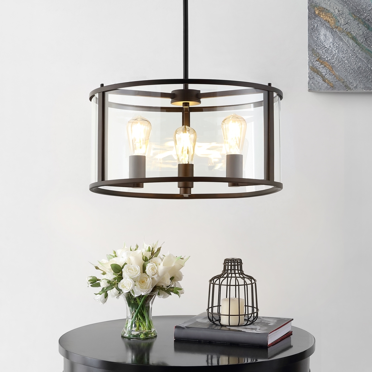 Manlen 3Lt 18 Inch Pendant - Bronze - Safavieh - Image 6