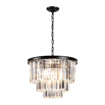 21" Vintage Crystal Pendant Ceiling Light Fixture,Clear Glass Fringe 3-Tier Chandelier,Antique Black Finish Rostoration Style, Dinning Room - Image 0
