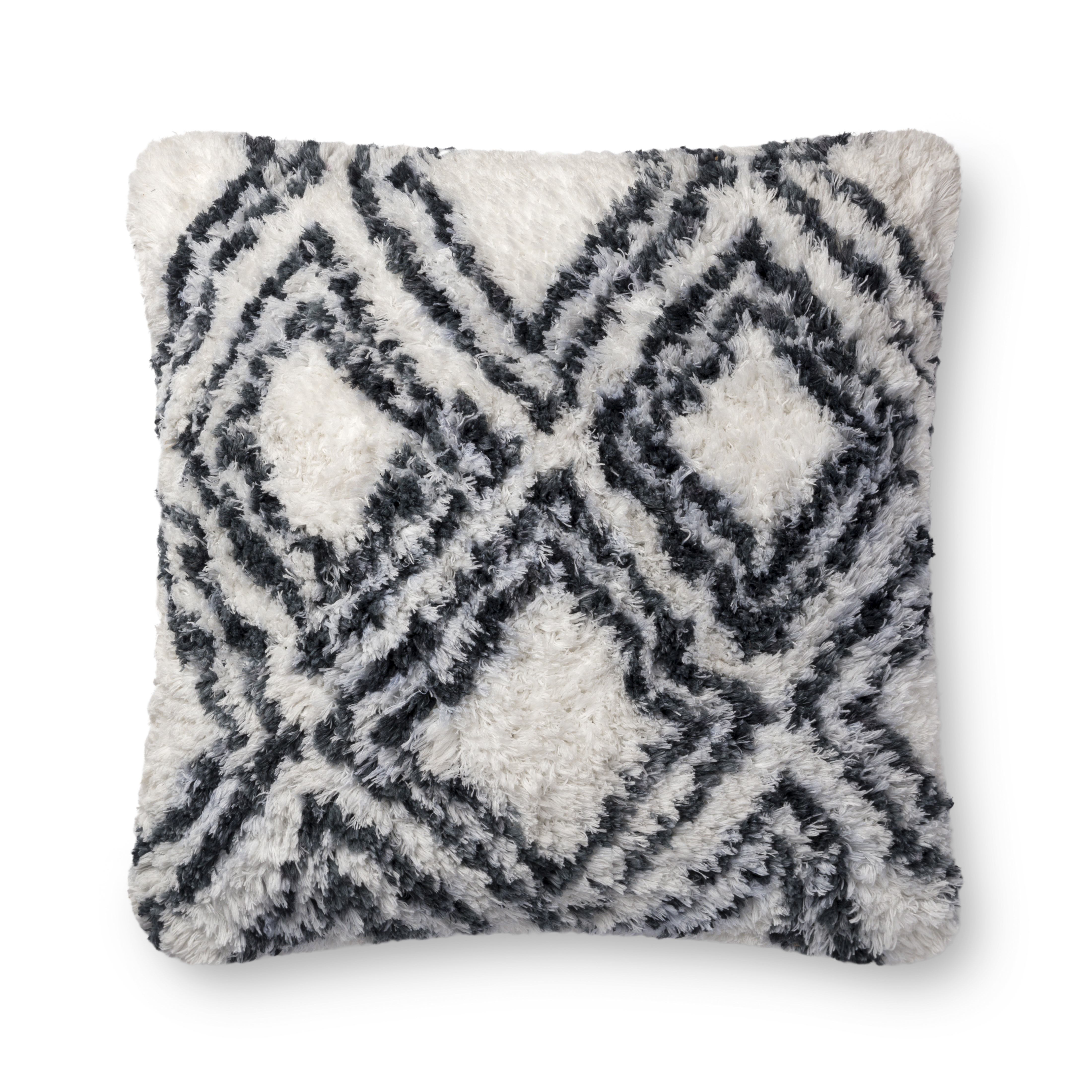 Loloi Pillows P0711 Charcoal / White 22" x 22" Cover Only - Image 0