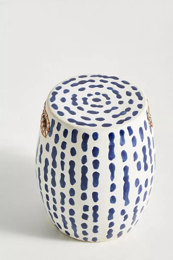 Striped Ceramic Side Table - Image 1