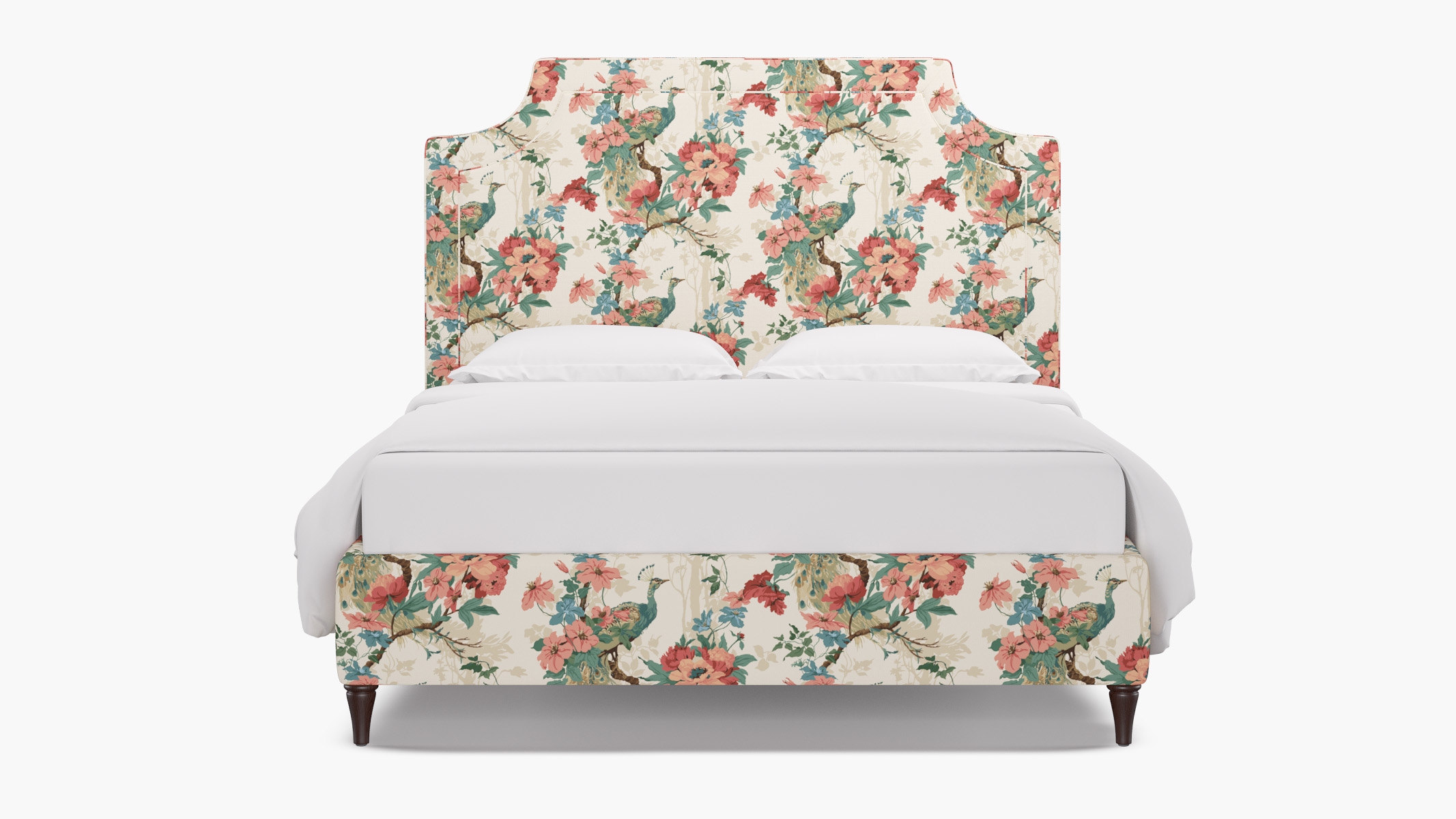 Deco Bed, Rose Peacock Park, Espresso Decorative Tapered Leg, King - Image 0