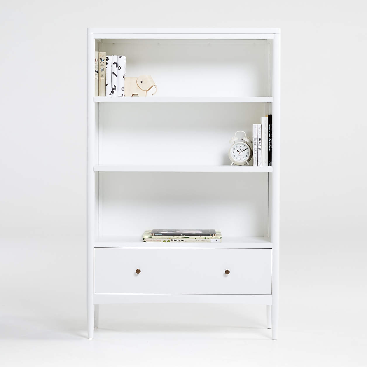 Hampshire Tall White Wood 3-Shelf Kids Bookcase with Drawer - Image 3