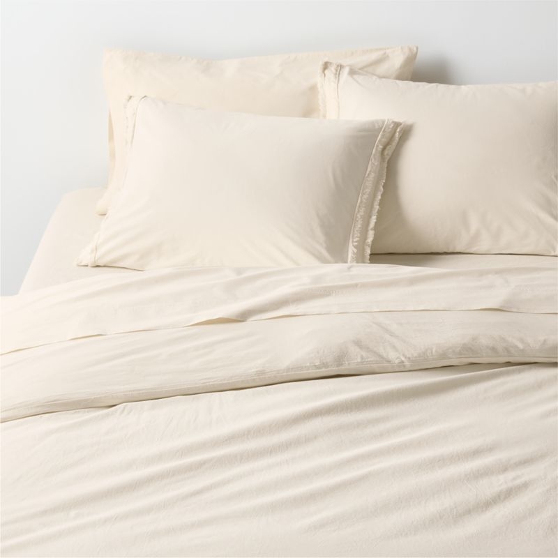 Favorite Washed Organic Cotton Undyed King Bed Sheet Set - Image 1