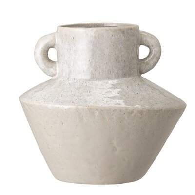 White Stoneware Vase With Handles - Image 0