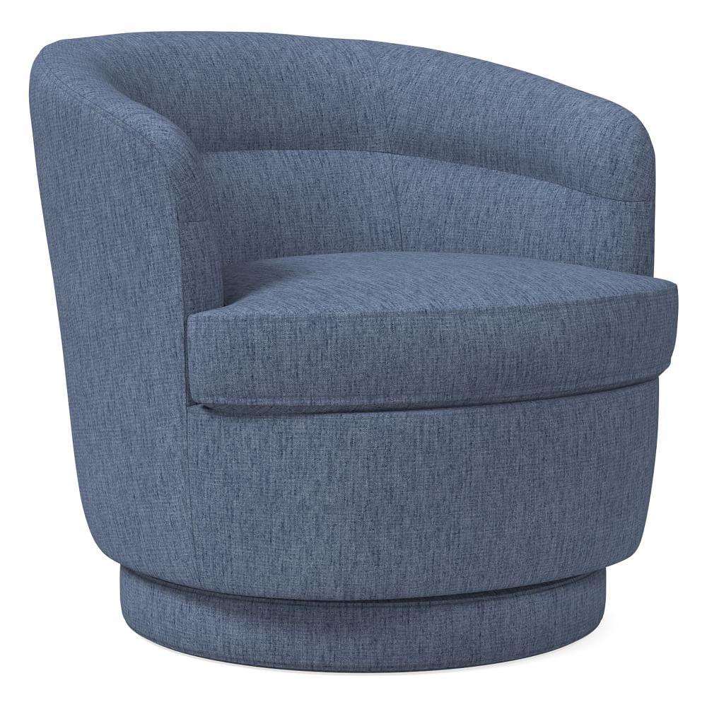 Viv Swivel Chair, Poly, Performance Coastal Linen, Midnight, Concealed Supports - Image 0