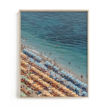 Minted Positano Beach Aerial, 18X24, Matted Framed Print, Matte Brass - Image 1