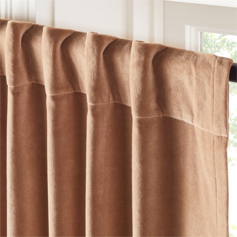 Light Brown Organic Cotton Velvet Window Curtain Panel 48"x108" - Image 2