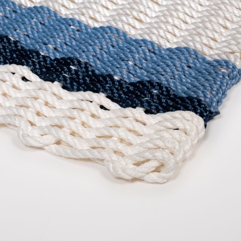 The Rope Co. Pearl, Glacier Bay and Navy Stripe Indoor/Outdoor Handwoven Doormat  21x34" - Image 1