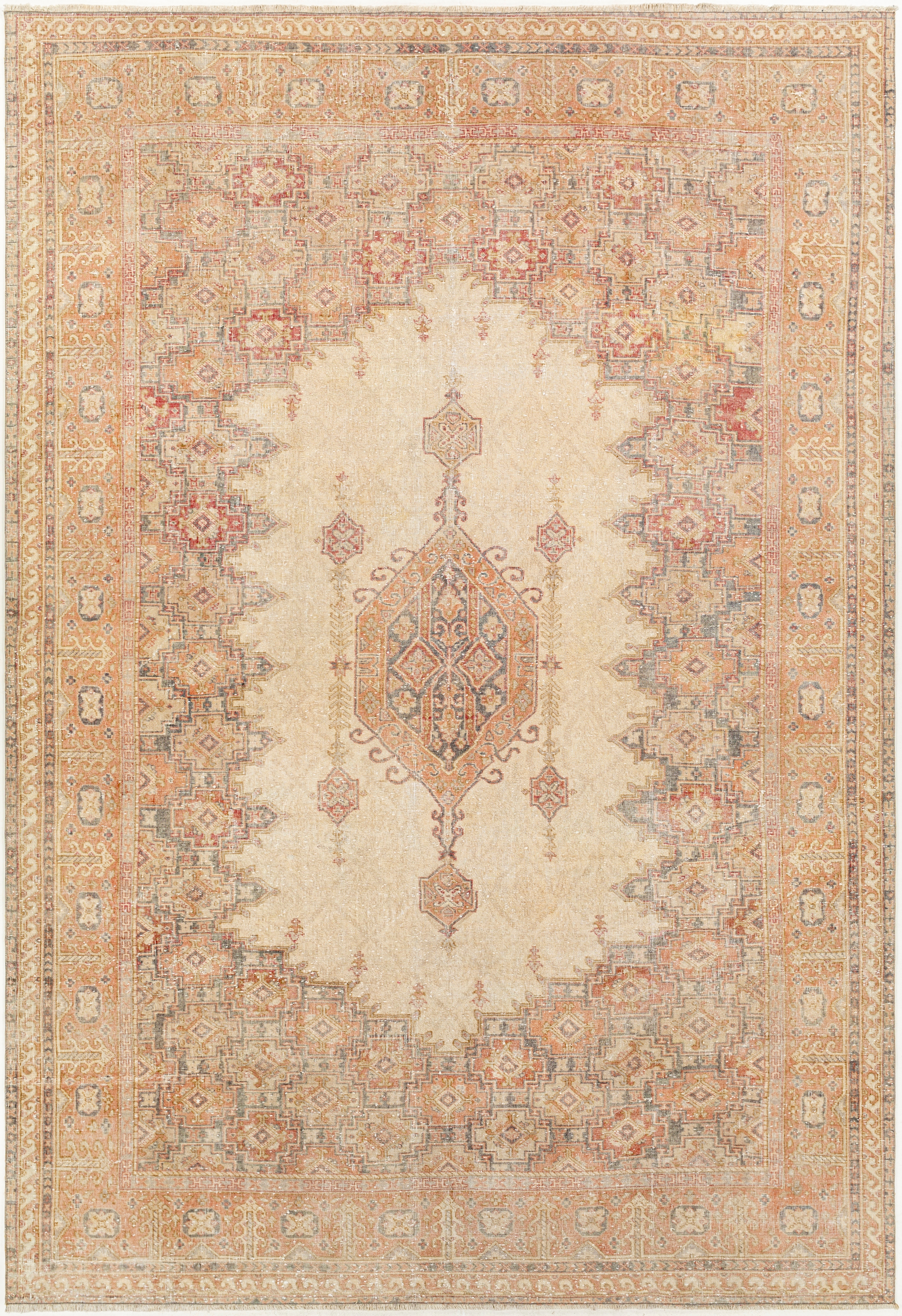 Antique One of a Kind Beige Indoor 8' x 11'6" Handmade Rug - Image 0