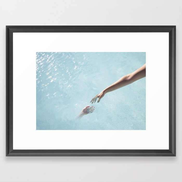 Aerial Swimming Pool - Clear Blue Waters - Michelangelo - The Creation Of Adam - Travel Photography Framed Art Print by Ingrid Beddoes Photography - Scoop Black - Medium(Gallery) 18" x 24"-20x26 - Image 0