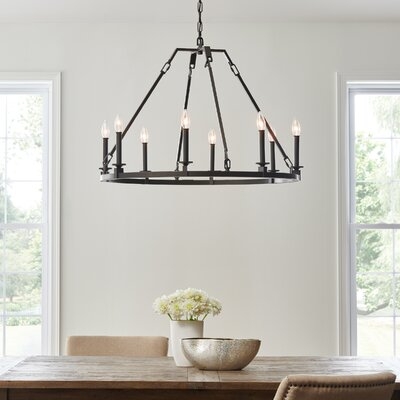 Dhruv 8 - Light Candle Style Wagon Wheel Chandelier - Image 0