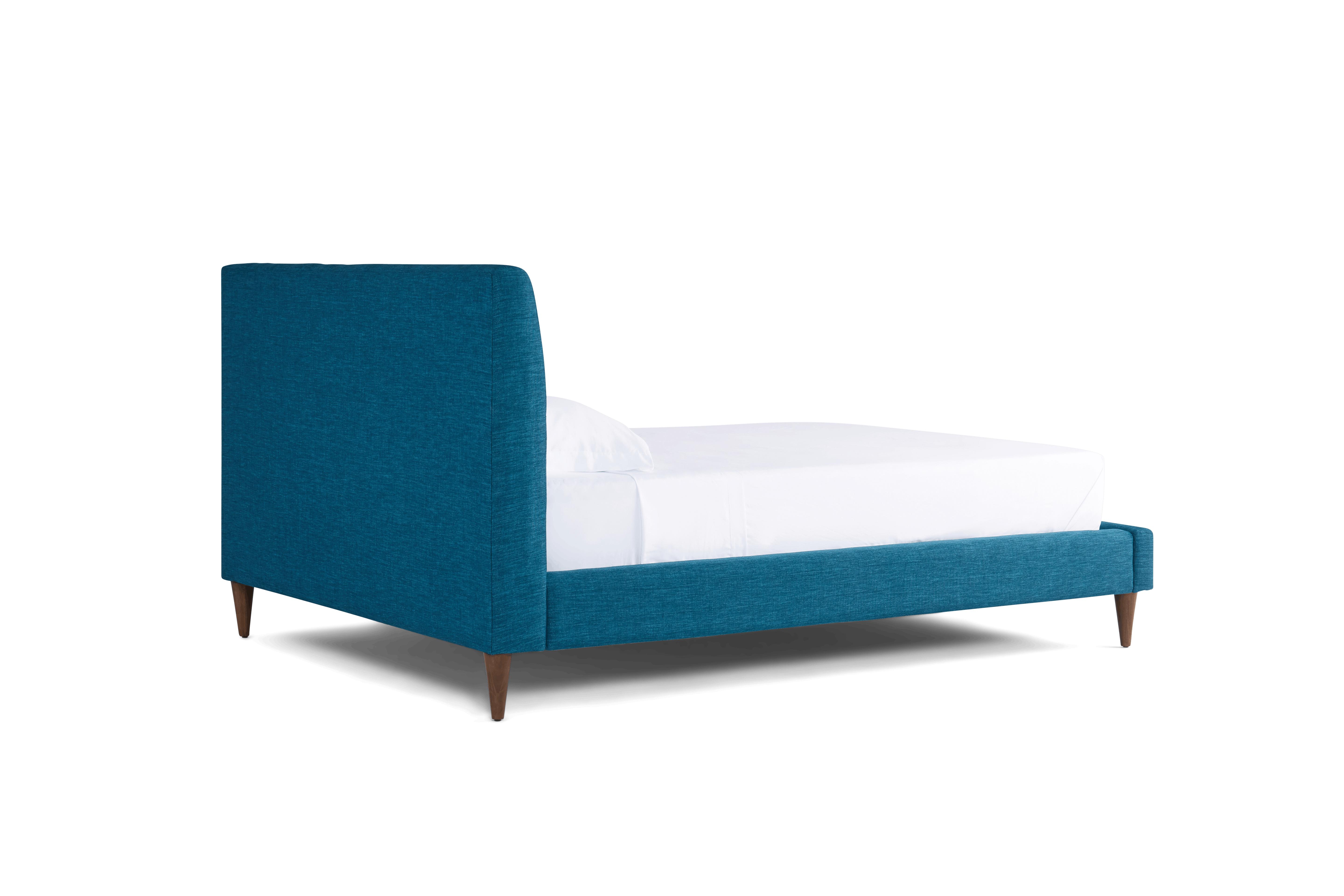 Blue Eliot Mid Century Modern Bed - Key Largo Zenith Teal - Mocha - Cal King - Image 3
