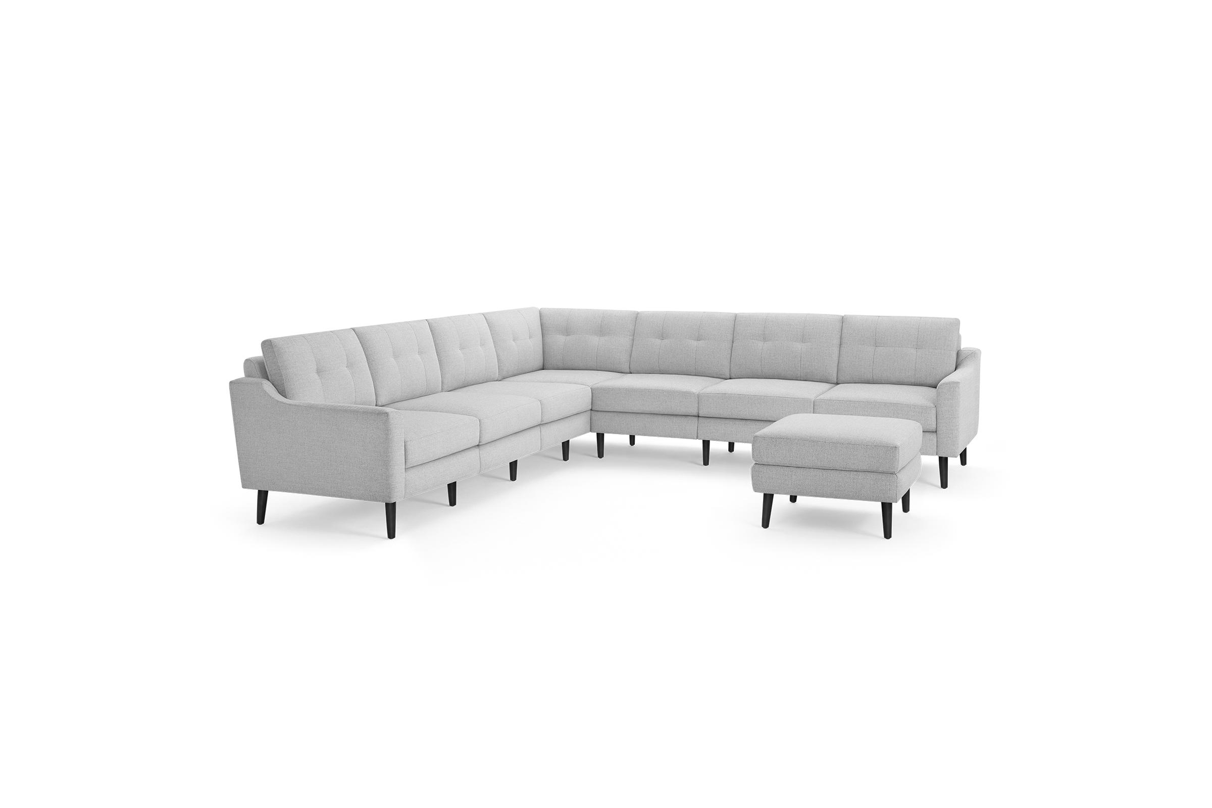 Nomad 7-Seat Corner Sectional with Ottoman - Crushed Gravel - Performance Chenille / Ebony - Wood / Slope - Image 0