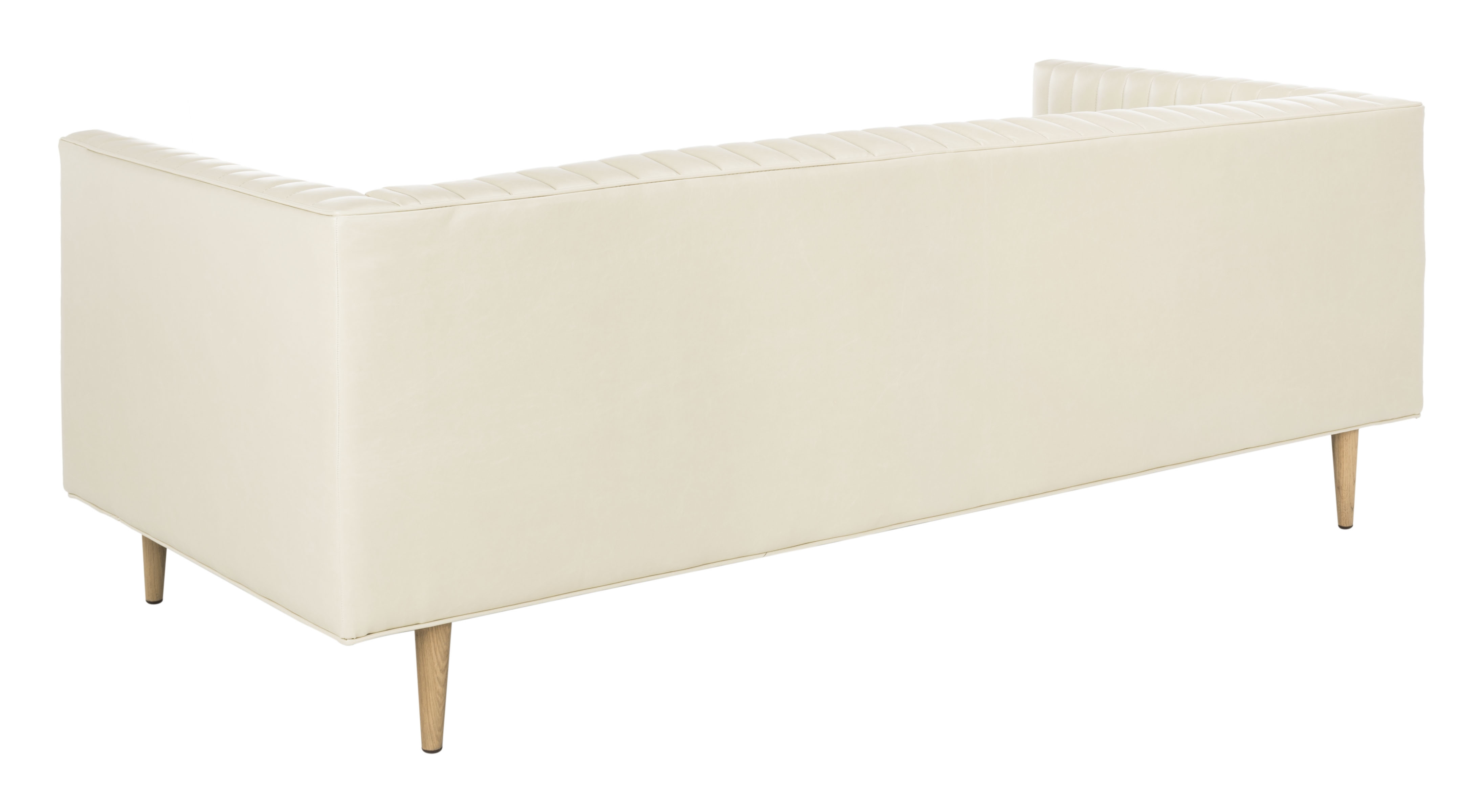 Carmina Channeled Leather Sofa - Light Beige - Safavieh - Image 5