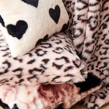 Emily &amp; Meritt Leopard Faux Fur Pillow Cover, 18x18, Blush Multi - Image 1