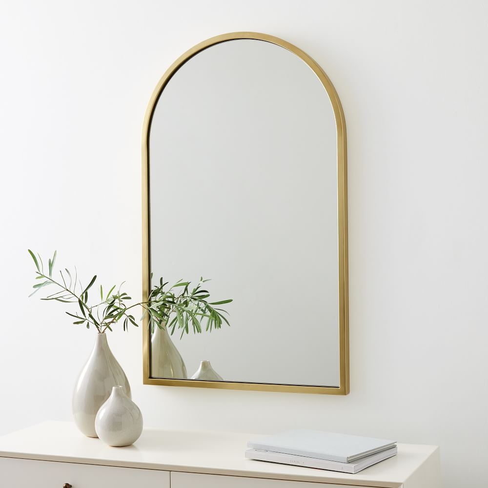 Metal Arch Wall Mirror, Brass - Image 0
