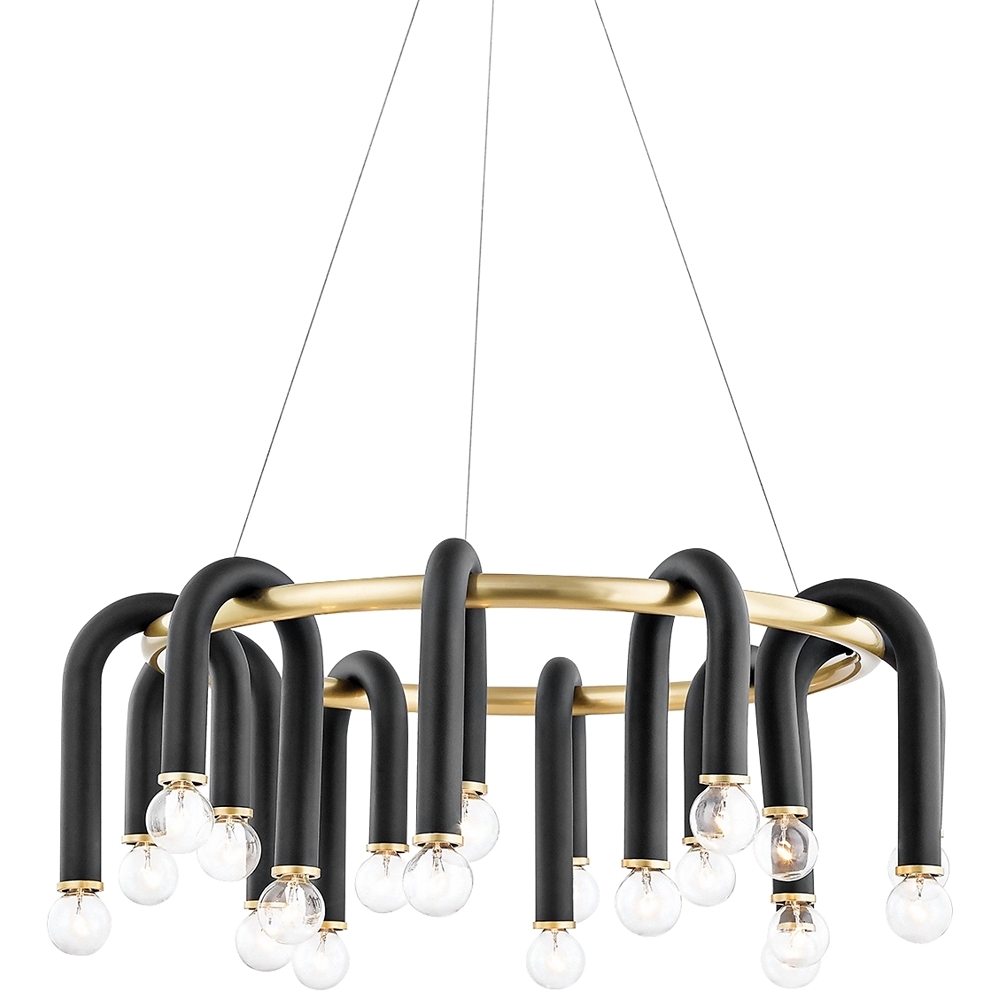 Mitzi Whit 28 3/4"W 20-Light Aged Brass and Black Chandelier - Style # 88F33 - Image 0