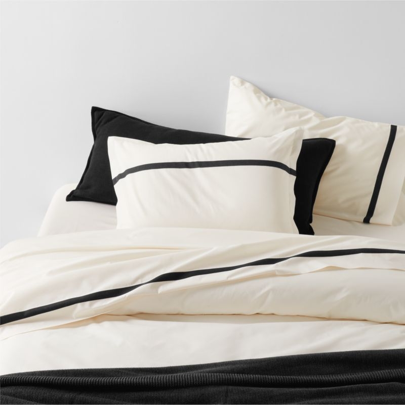 Favorite Organic Cotton Percale Tuxedo Stripe Ink Black Full Bed Sheet Set - Image 3