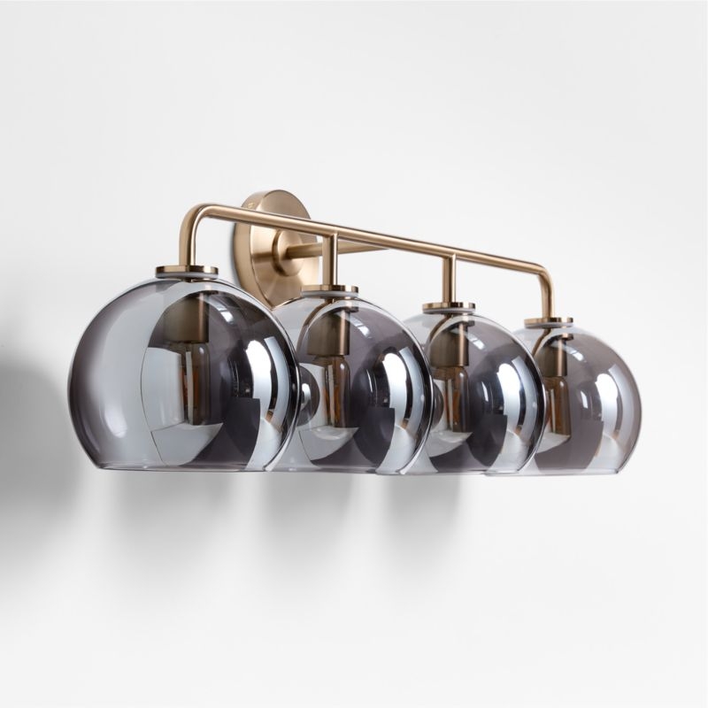 Arren Brass 4-Light Wall Sconce Light with Silver Glass Round Shade - Image 4