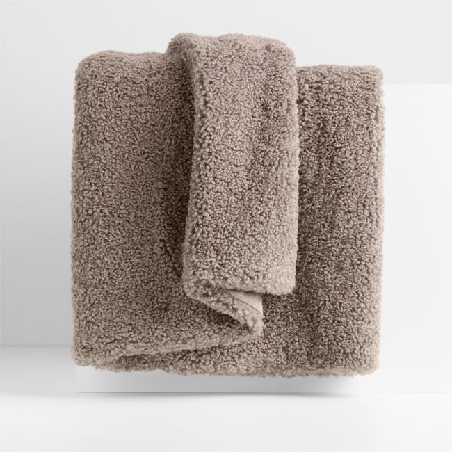 Faux Shearling 70"x55" Clay Taupe Throw Blanket - Image 0