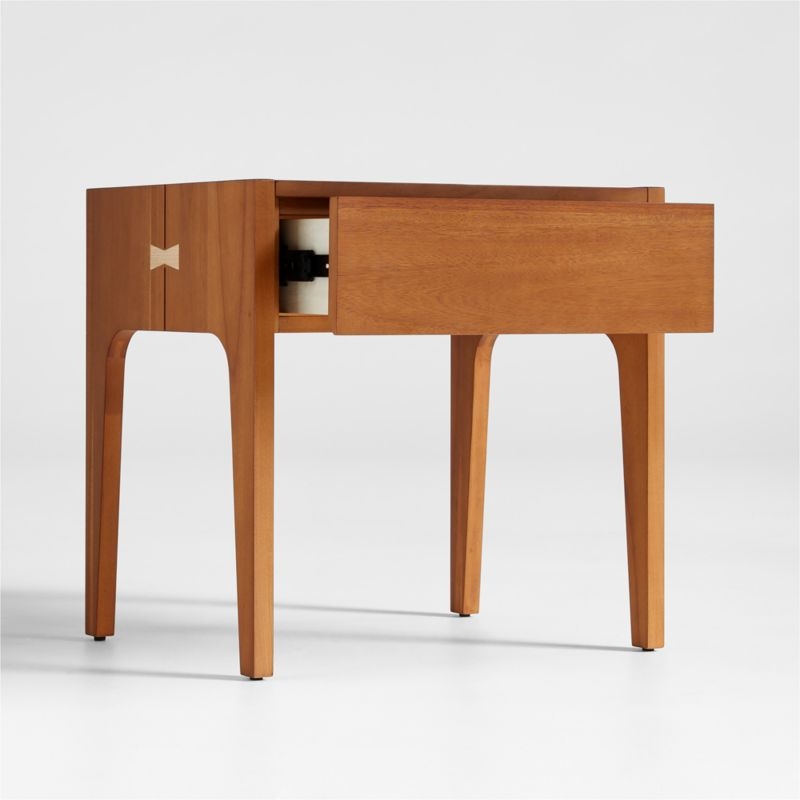 Set of 2 Nova Natural Acacia Wood Kids Nightstand with Drawer - Image 2