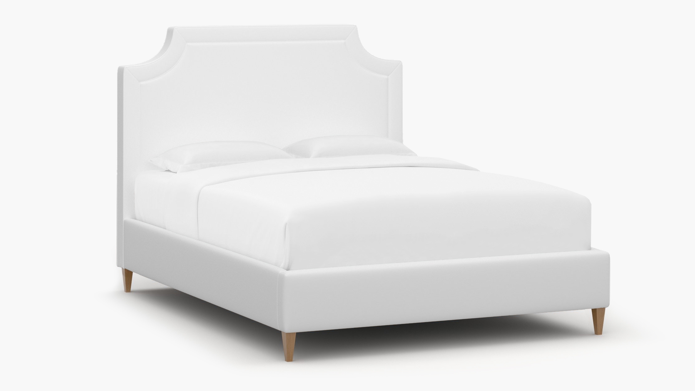 Deco Bed, White Twill, Natural Square Tapered Leg, Twin - Image 1
