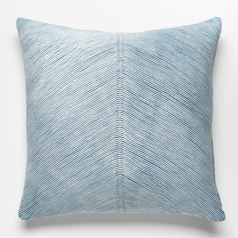 Convey Faded Denim Blue Throw Pillow With Down-Alternative Insert 23" - Image 4