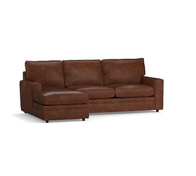 Pearce Square Arm Leather Right Arm 2-Piece Loveseat with Chaise Sectional, Polyester Wrapped Cushions, Churchfield Ebony - Image 1