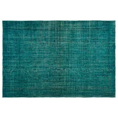 One-of-a-Kind Hand-Knotted 1960s Turkish Turquoise 5'11" x 8'6" Area Rug - Image 0