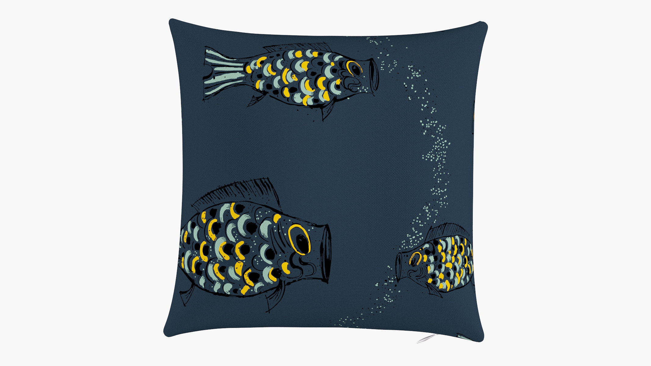 Throw Pillow 16", Indigo Sakana, 16" x 16" - Image 0