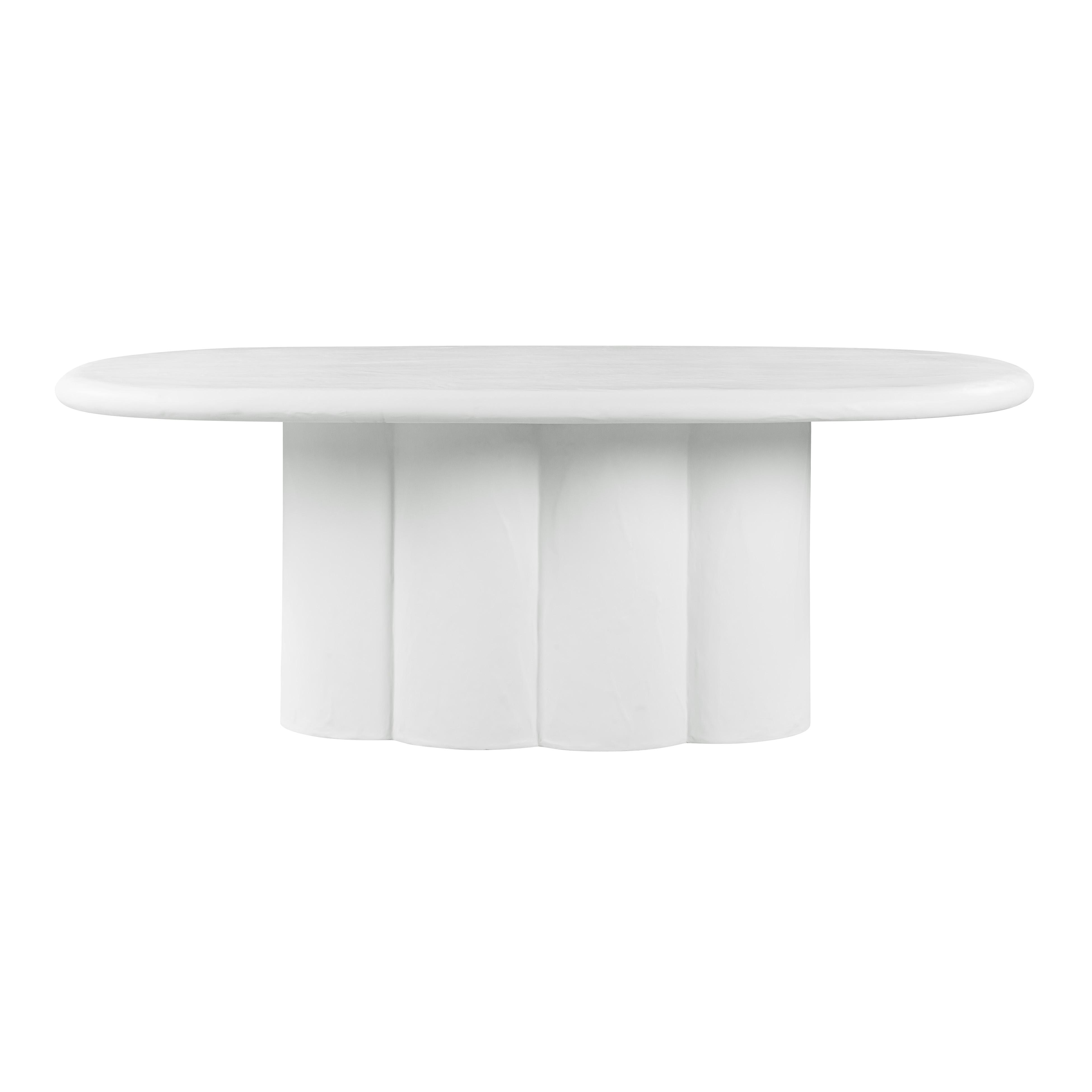 Elika White Faux Plaster Oval Dining Table - Image 0