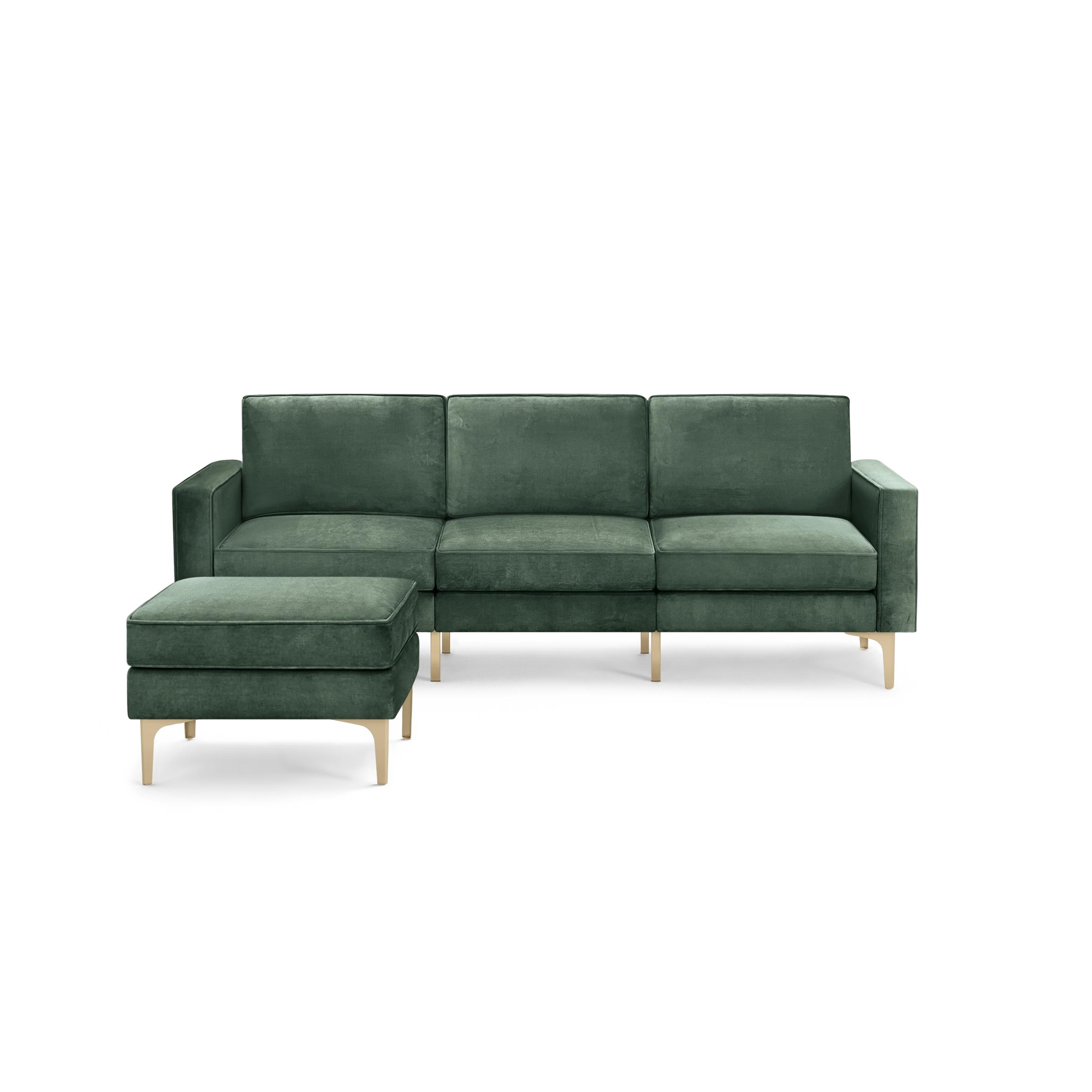Nomad Velvet Sofa with Ottoman - Jade - Performance Velvet / Brass - Metal - Image 0