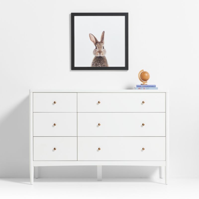 Baby Bunny Black Wood Framed Wall Art Print - Image 1