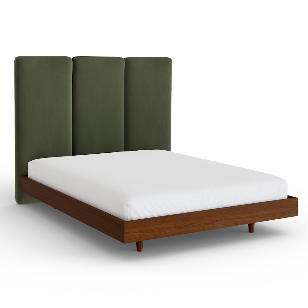 Noel Queen Tall Velvet Headboard - Hale Fir Green - Image 1