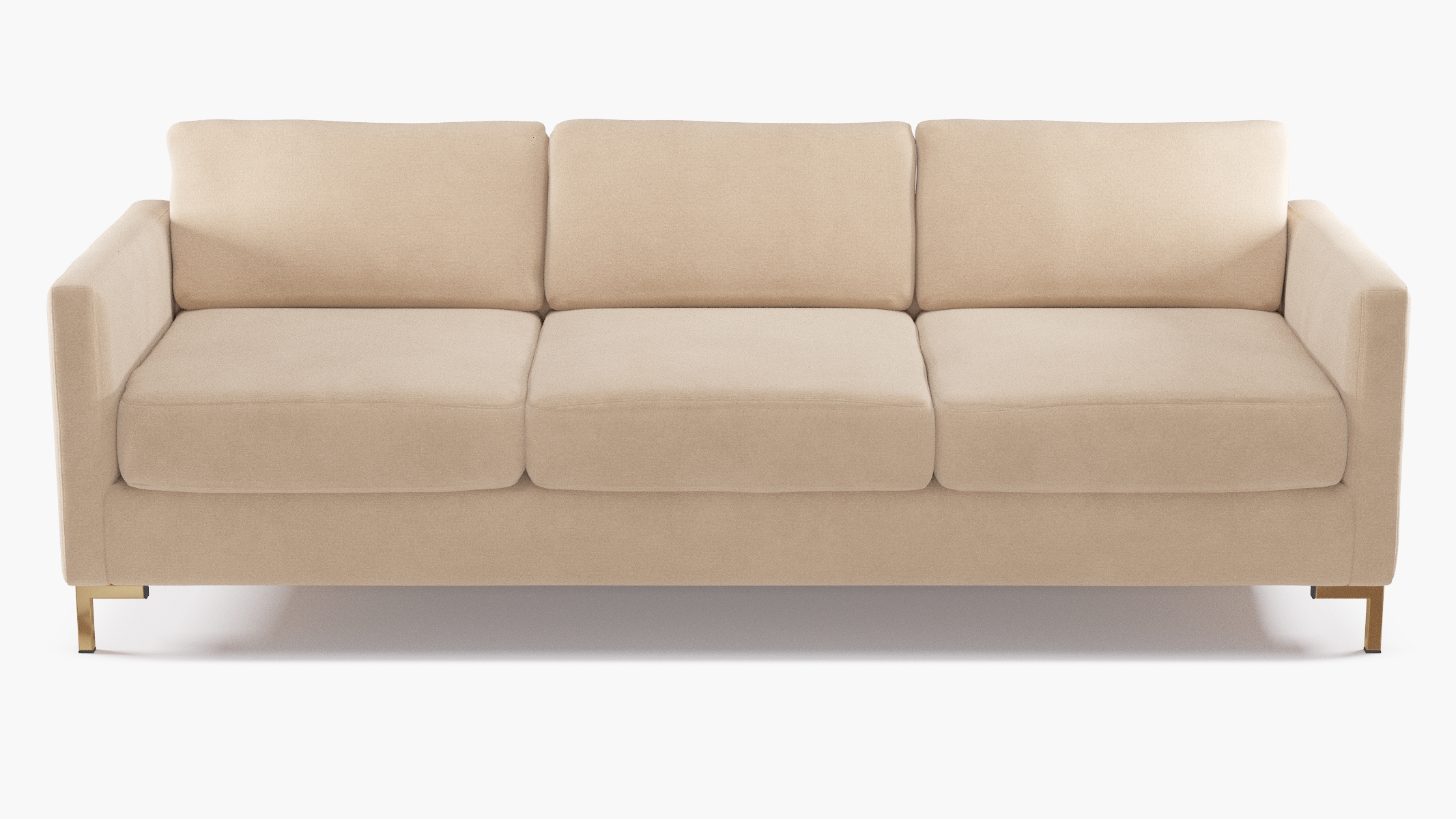 Modern Sofa, Pearl Velvet, Brass - Image 0