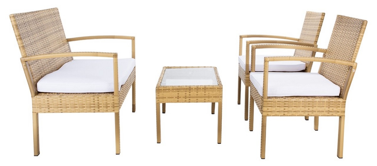 Bassey 4 Pc Living Set - Natural/White - Safavieh - Image 6