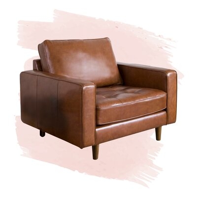 Caffrey 40" Tufted Top Grain Leather Armchair - Image 0