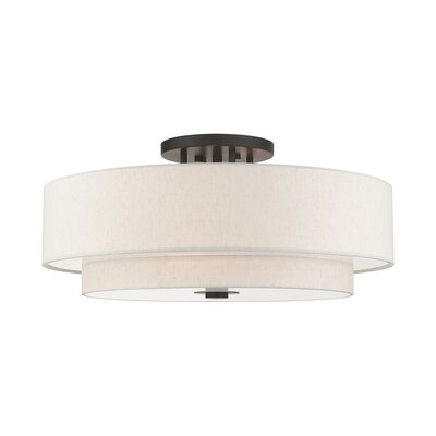 6 - Light 30'' Shaded Drum Semi Flush Mount - Image 0