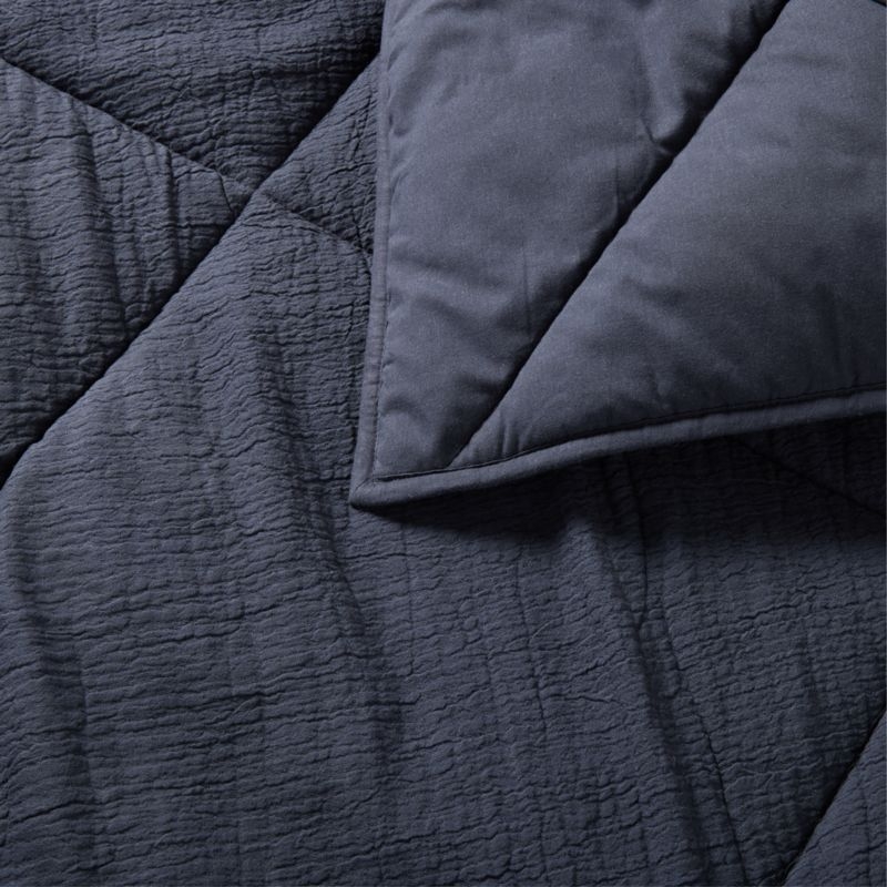 Cotton Crinkle Matelasse Midnight Navy Blue Twin/Twin XL Comforter - Image 3