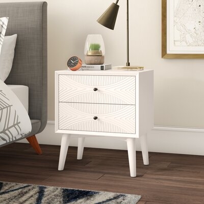 Abe 2 Drawer Nightstand in White - Image 0