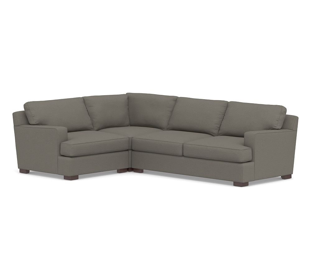 Townsend Square Arm Upholstered Right Arm 3-Piece Corner Sectional, Polyester Wrapped Cushions, Chunky Basketweave Metal - Image 0