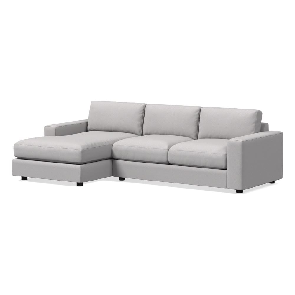 Urban 116" Left 2-Piece Chaise Sectional, Performance Chenille Tweed, Frost Gray, Poly-Fill - Image 0