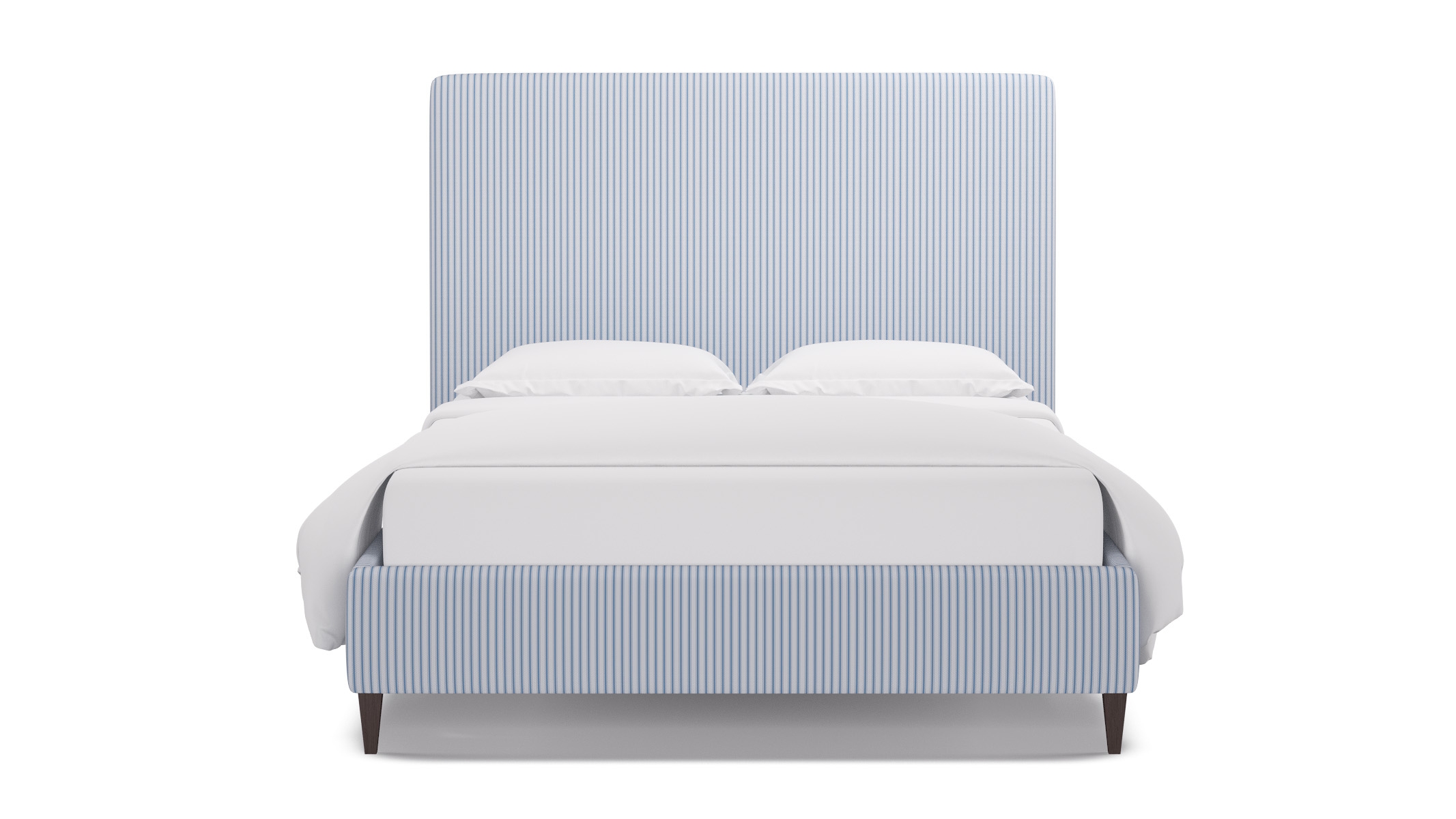 Classic Bed, Cornflower Classic Ticking Stripe, Espresso Square Tapered Leg, Queen - Image 0