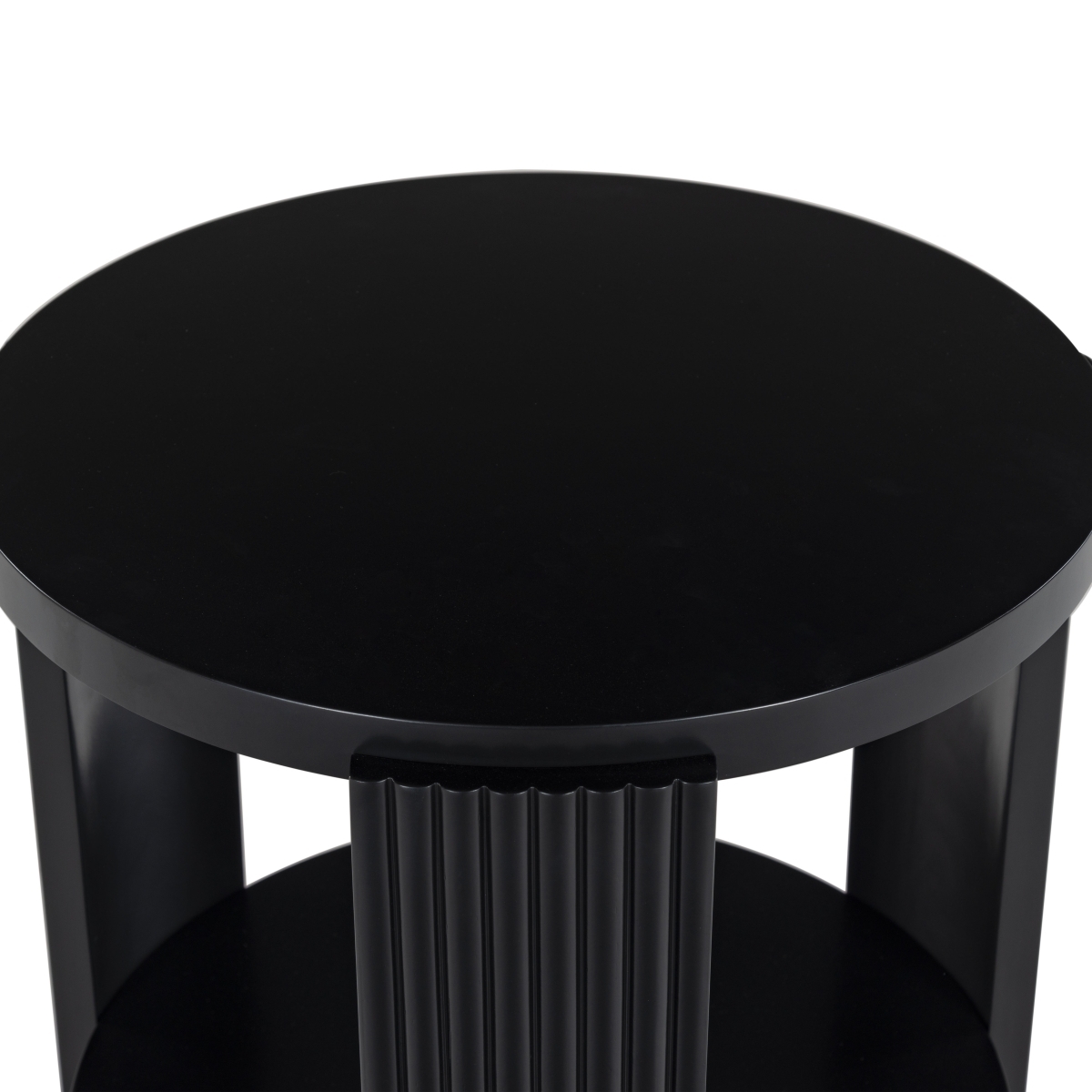 Liabella Round Wood Accent Table - Black - Image 3
