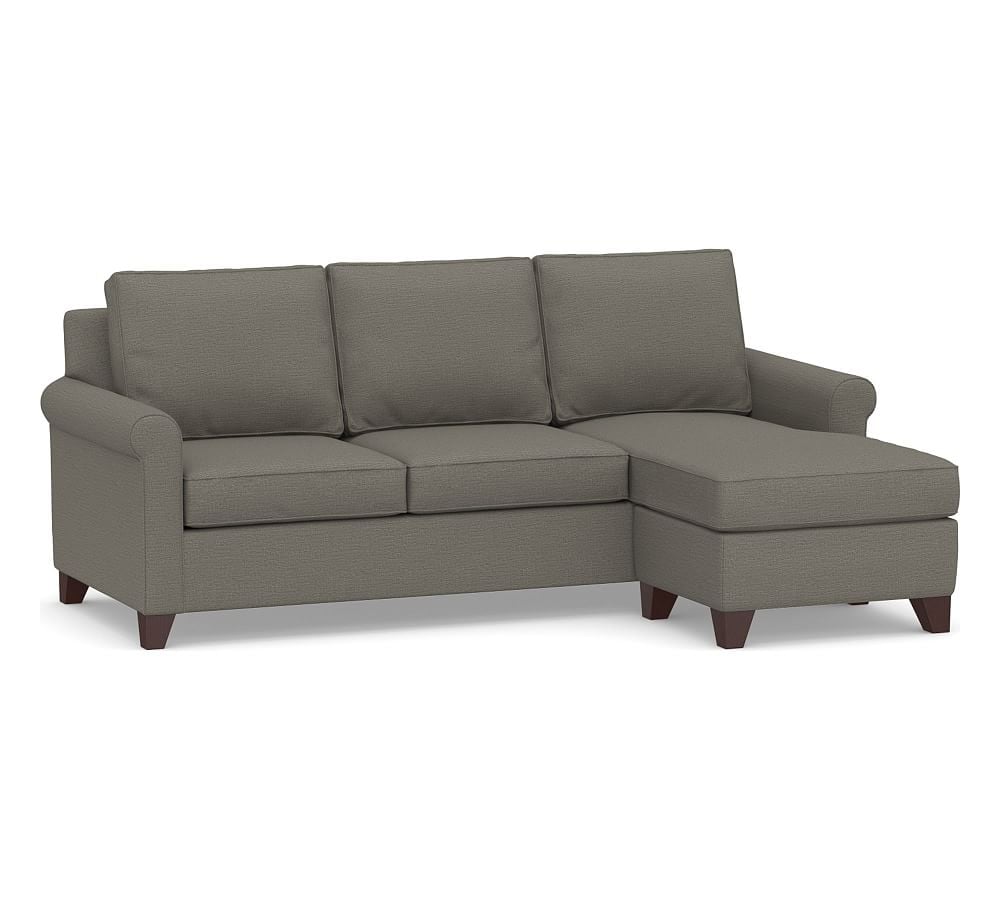 Cameron Roll Arm Upholstered Sofa with Reversible Storage Chaise Sectional, Polyester Wrapped Cushions, Chunky Basketweave Metal - Image 0