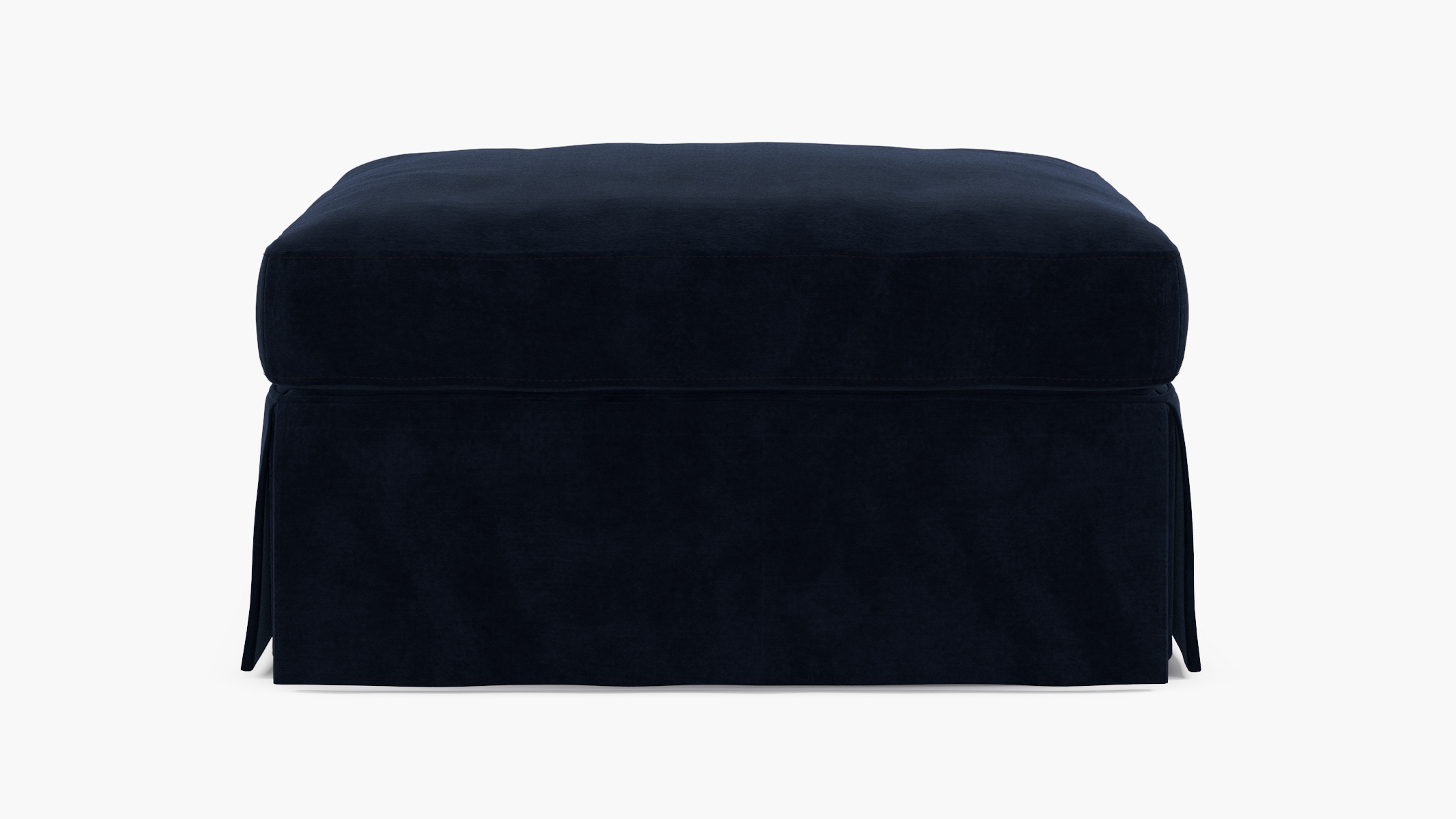 Skirted Cocktail Ottoman, Navy Luxe Velvet - Image 0