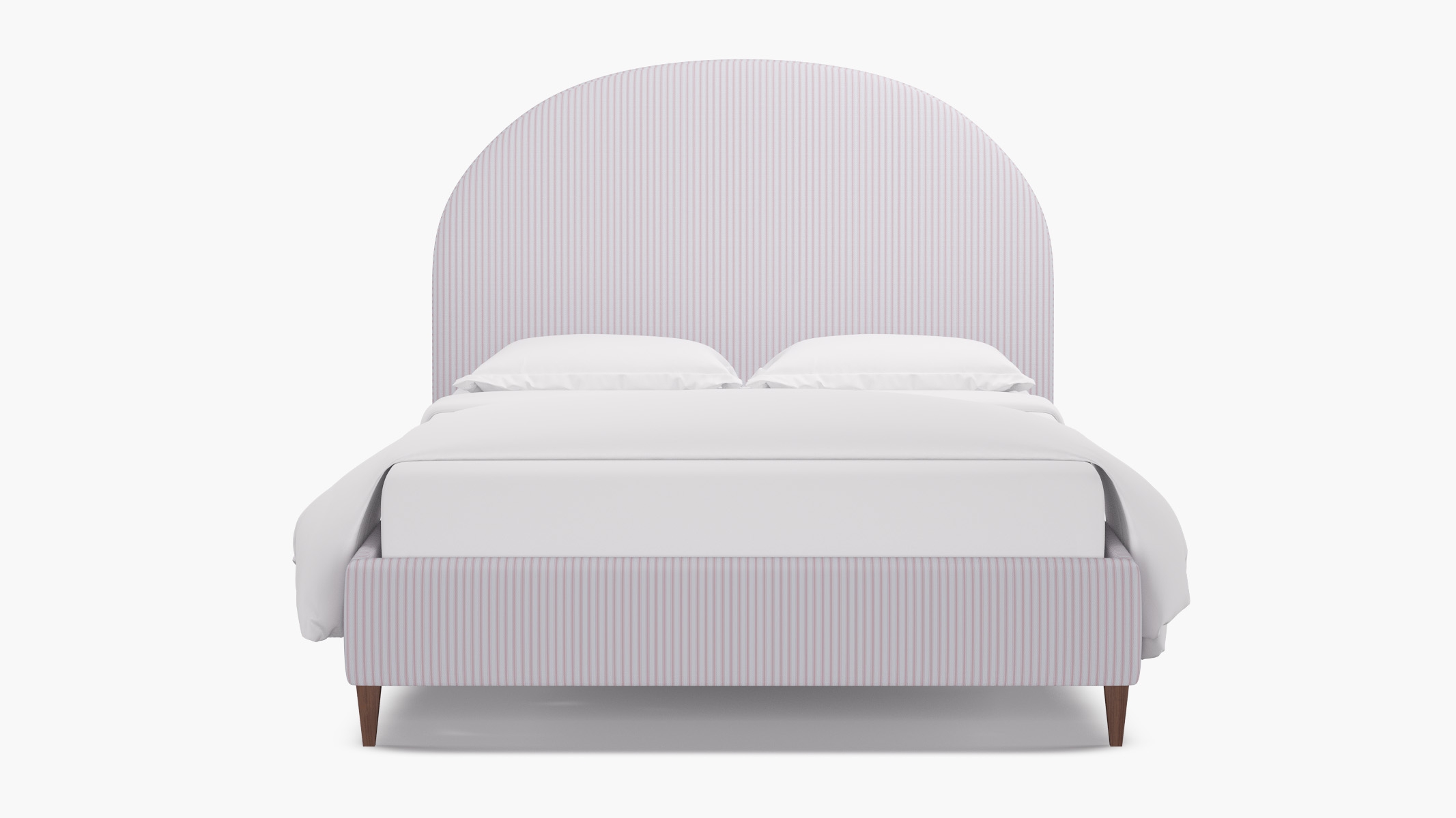 Demilune Bed, Pink Classic Ticking Stripe, Walnut Square Tapered Leg, Twin - Image 0
