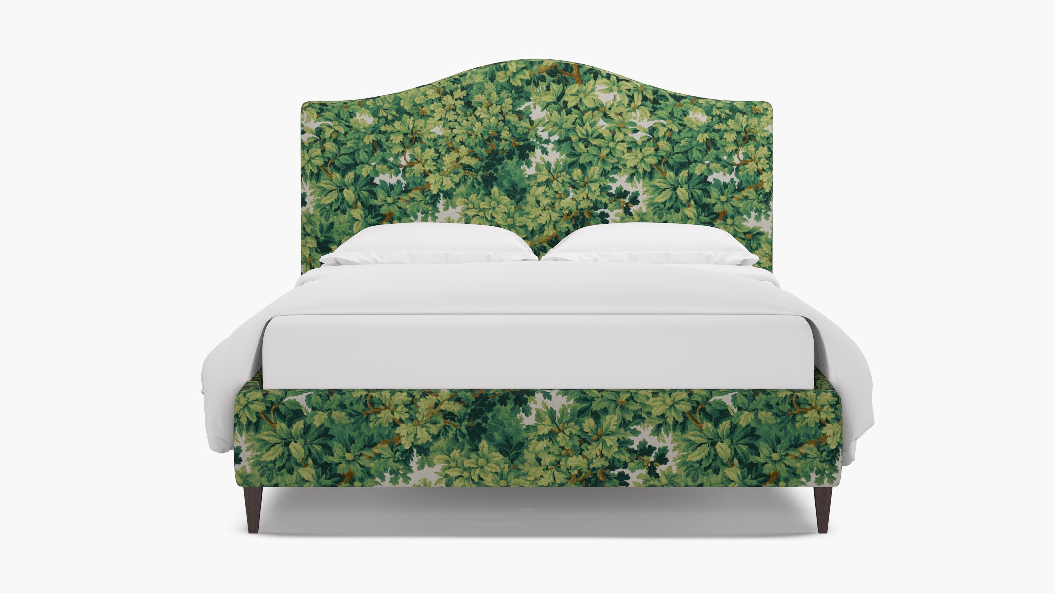 Camelback Bed, Verdure Bois De Chene, Espresso Square Tapered Leg, King - Image 0